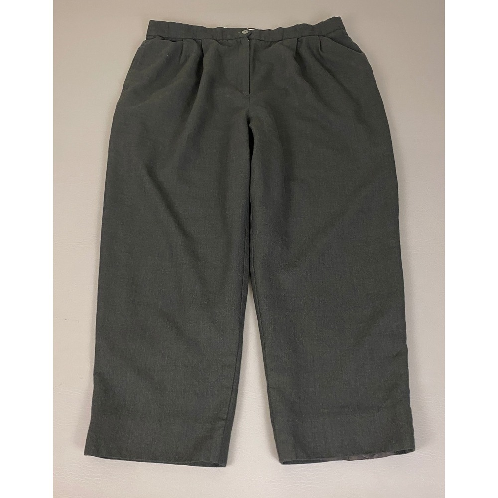 JH Collectibles Vintage Wool Pants Plus Size 16W Crop Trousers Dark Gray Pleated